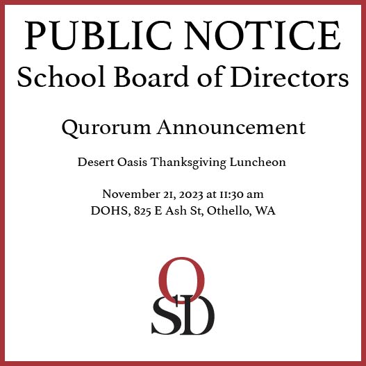  PUBLIC NOTICE: QUORUM ANNOUNCEMENT